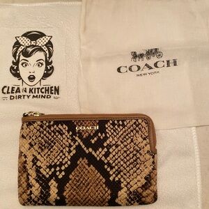Coach Tan and Brown Snakeskin Wristlet